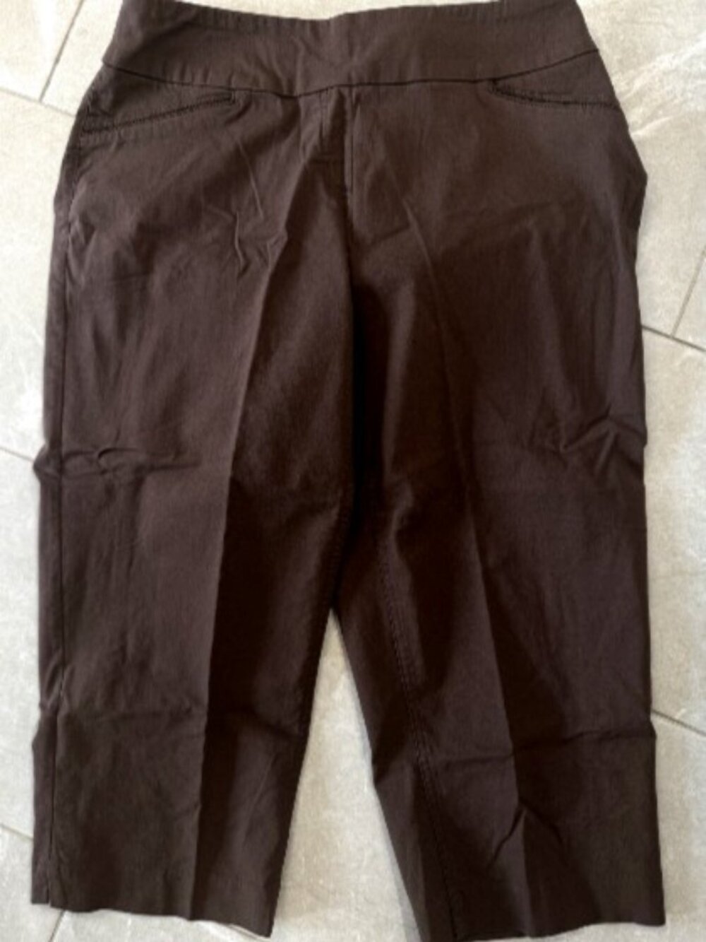 Westbound Womens Capri Pants 16W Dark Brown Comfort Pull-on Plus Casual Stretchy